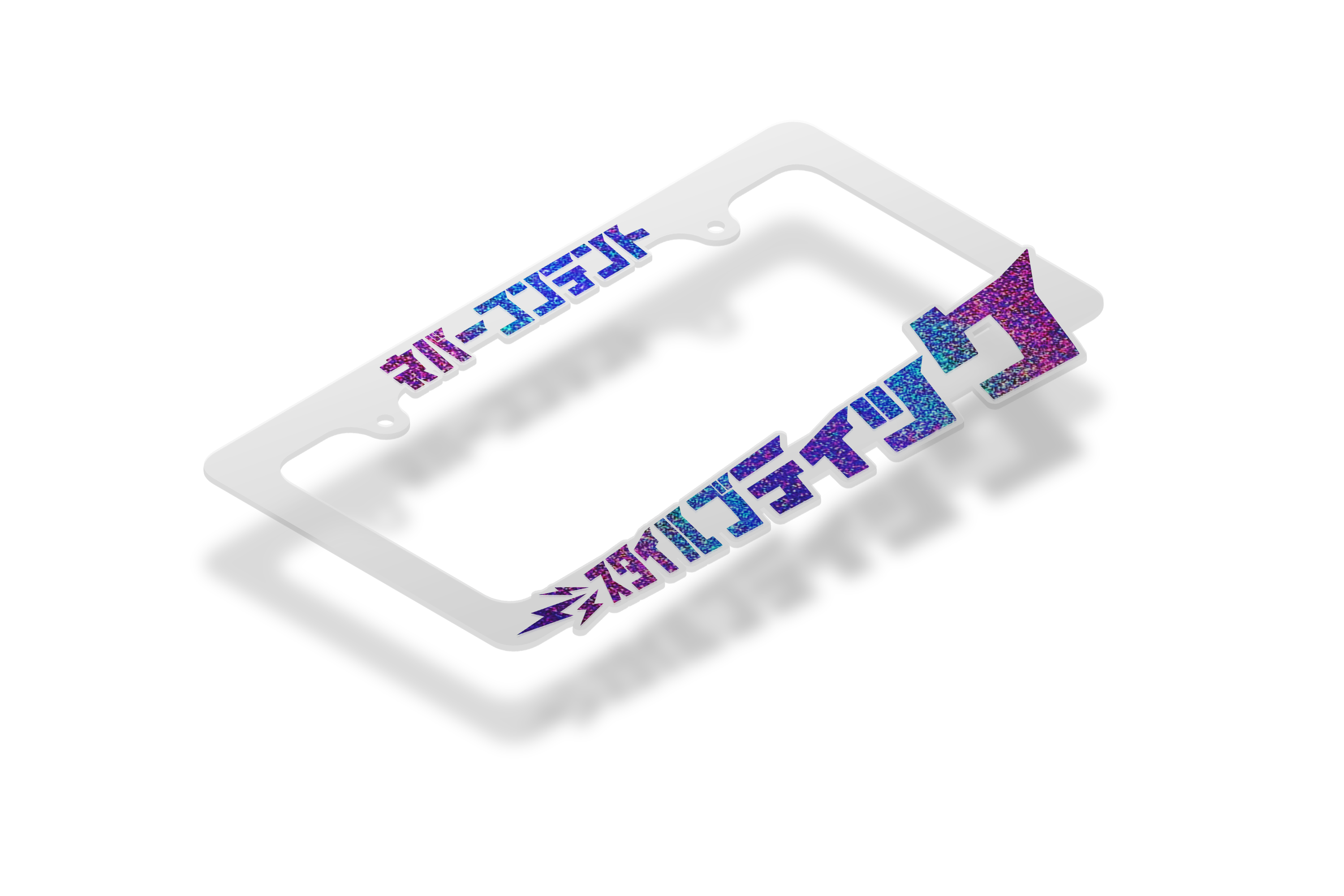 Style Boutique - Frosted Clear License Plate Frame (Indigo Sparkle)